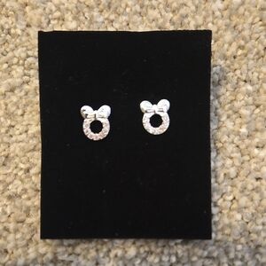 Silver and Pink Bow Earrings .925 Silver